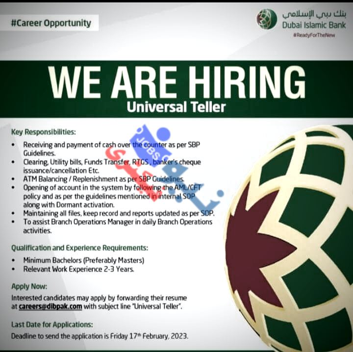 Dubai Islamic Bank Jobs 2024 Advertisement 