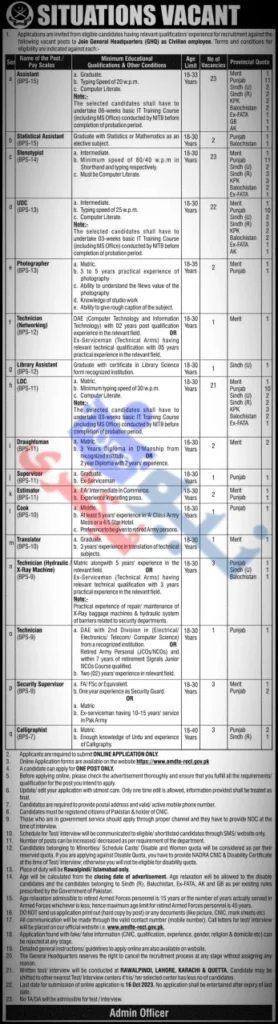 Pak Army GHQ Jobs 2024 Advertisement 